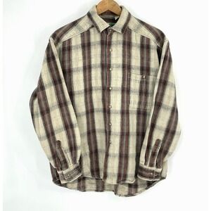 Johnny Cotton Vintage Size Med‎ Mens 90s Plaid Flannel Made In USA
